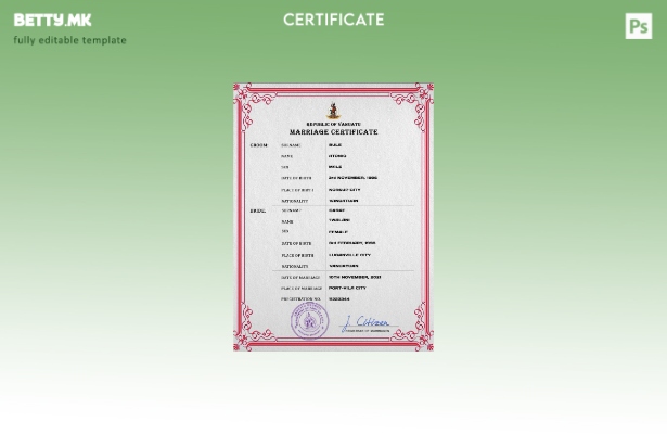 Модерен стил на Вануату шаблон за брак PSD